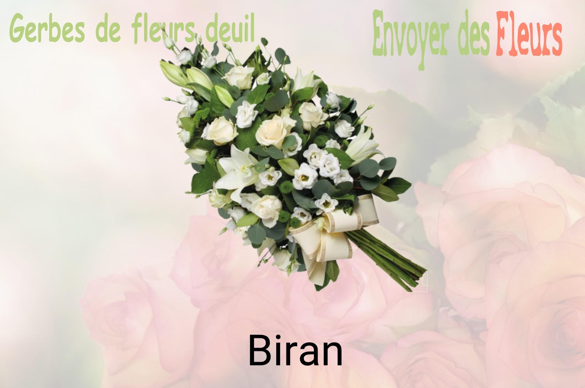 Gerbe de fleurs de deuil livrée à Biran